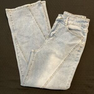 JEANS Jeans Womens M Blue Light Wash High Rise Wide Leg Stretch Denim Pants